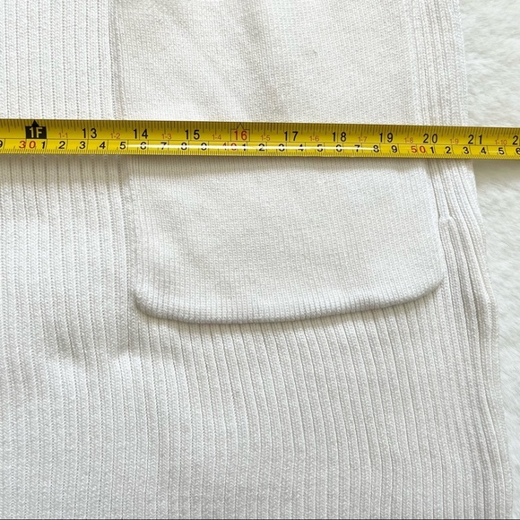 RODEBJER White Ribbed Crew Neck Dress w/ Front Patch Pockets Size Small - Picture 8 of 10